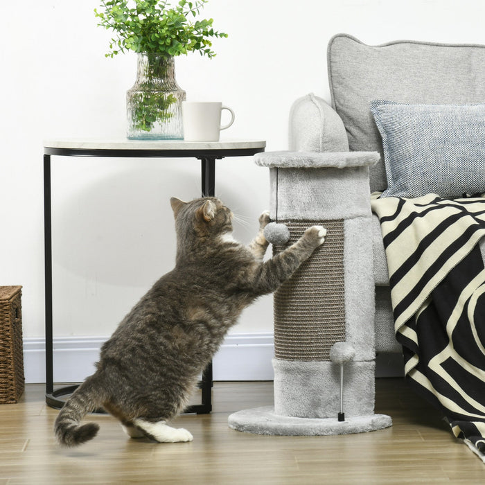 Pawhut 23\" Cat Scratching Post, Cat Scratcher With Play Balls, Scratch Post With Smooth Plush, Sisal