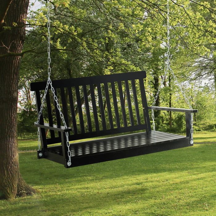 Outsunny 2-seater Porch Swing Outdoor Patio Swing Chair With Slatted Design