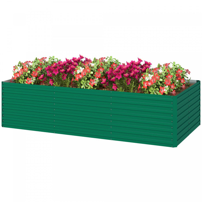 Outsunny Galvanized Raised Garden Bed, 8' x 4' x 2' Planter Box, Green