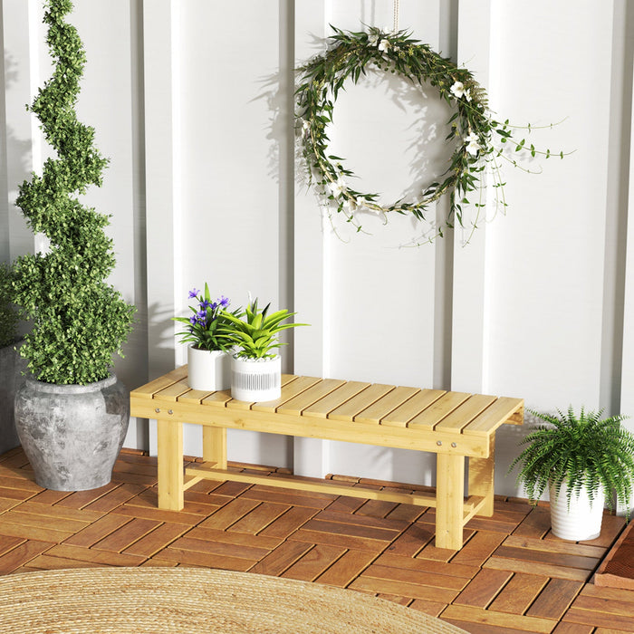 Outsunny 43.25" Outdoor Wood Garden Bench Double Seat Natural