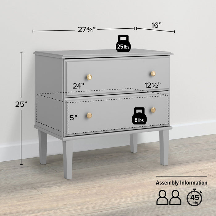 Prepac Lux 2-Drawer Nightstand - Grey