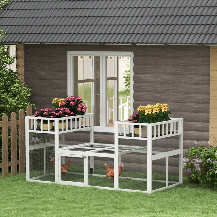 Pawhut Chicken Coop, Wooden Chicken Run With Combinable Design, Perches, Storage Shelves, For 2-4 Ch