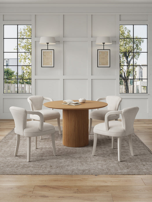 Hathaway and Palmer Modern Industry Chic 5-Piece Dining Set in Silver Lining and Natural Dining Room Set 