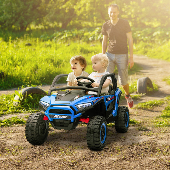 Qaba 24v 7ah Powered Ride-On Truck, 2 Seater 4wd Battery Powered Electric Car For Kids With 4 Spring