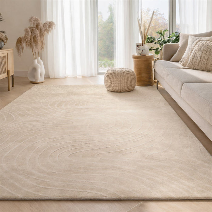 Somos Contemporary Cream Washable Rug 8'0\" x 10'0\" Indoor Area Rug 