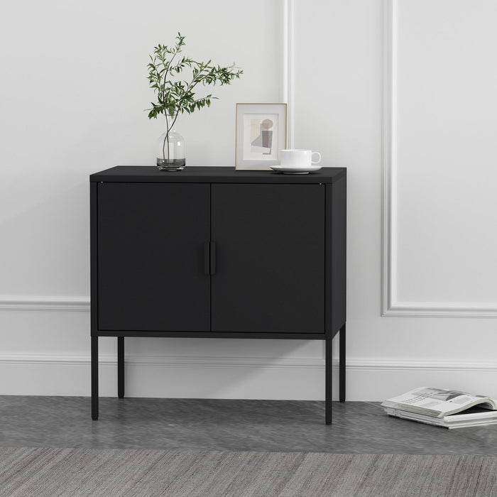Ava Modern 24\" Metal Accent Cabinet in Black 