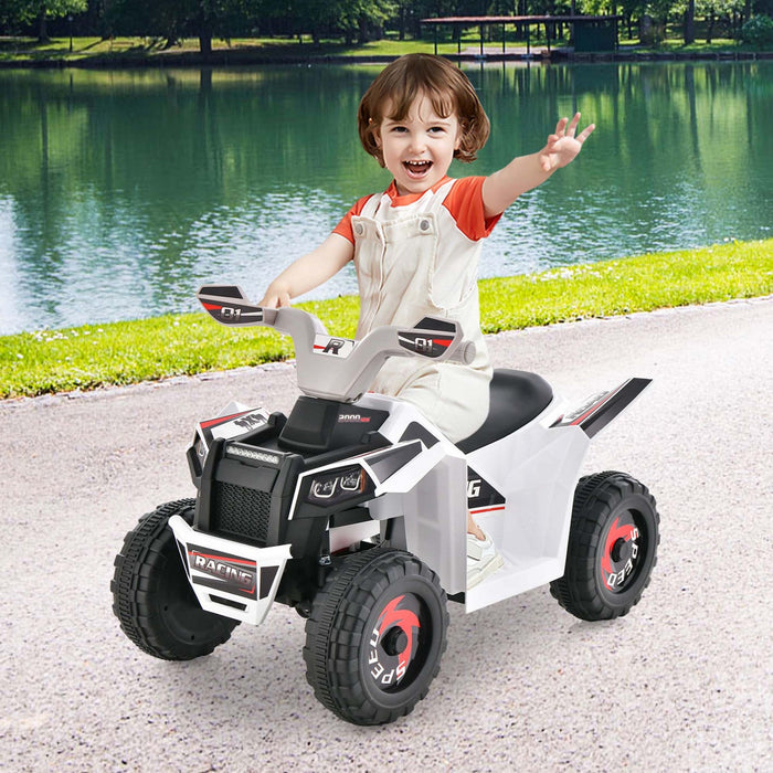 Costway Kids Ride On Atv 4 Wheeler Quad Toy Car 6v Battery Powered Motorized Toy White