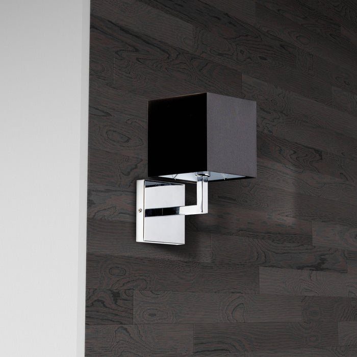 Dainolite Lucas 1 Light Wall Sconce Polished Chrome Black Shade Finish Lamp