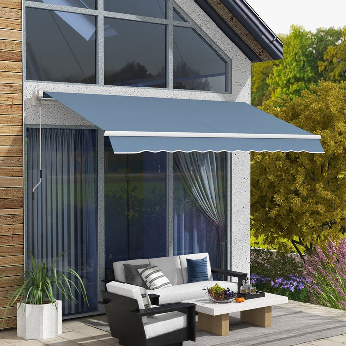 Outsunny 12' X 10' Retractable Awning Patio Sun Shade Shelter With Manual Crank Handle, Uv & Water-r