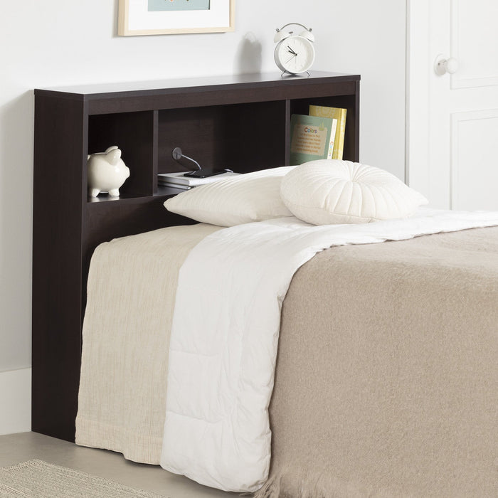 Spark Bookcase Headboard With Storage - Chocolate  