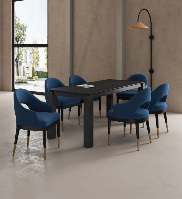 Carrington and Rockaway Modern Industry Chic 7-Piece Dining Set in Midnight Blue and Black 
