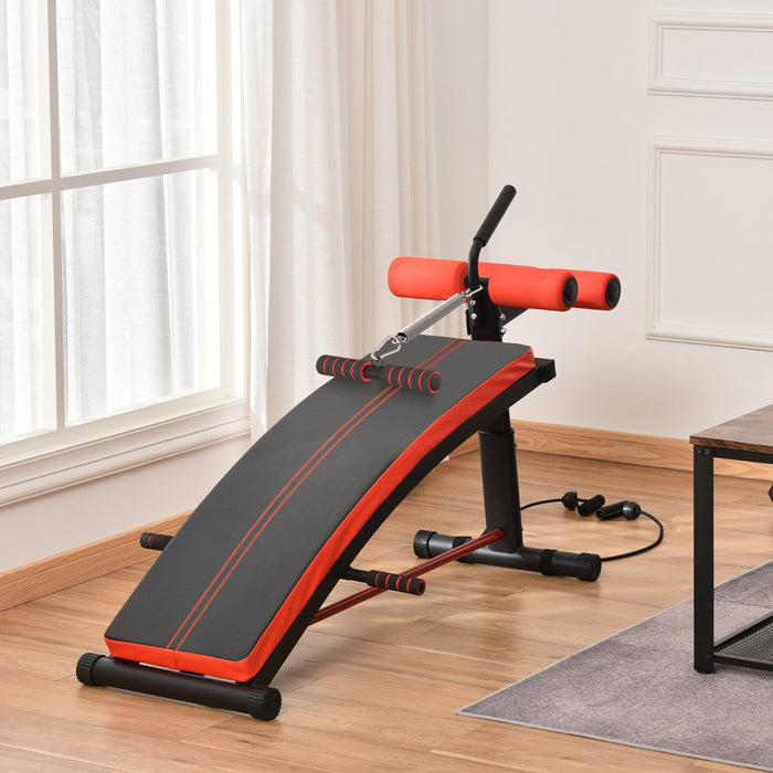 Soozier Sit Up Bench, Workout Bench Abdominal Trainer With Resistance Bands And Reverse Crunch Handl