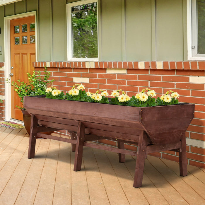 Outsunny 71'' X 32' X 28'' Wooden Raised Garden Bed, Planter Box With Non-woven Fabric, Free Standin