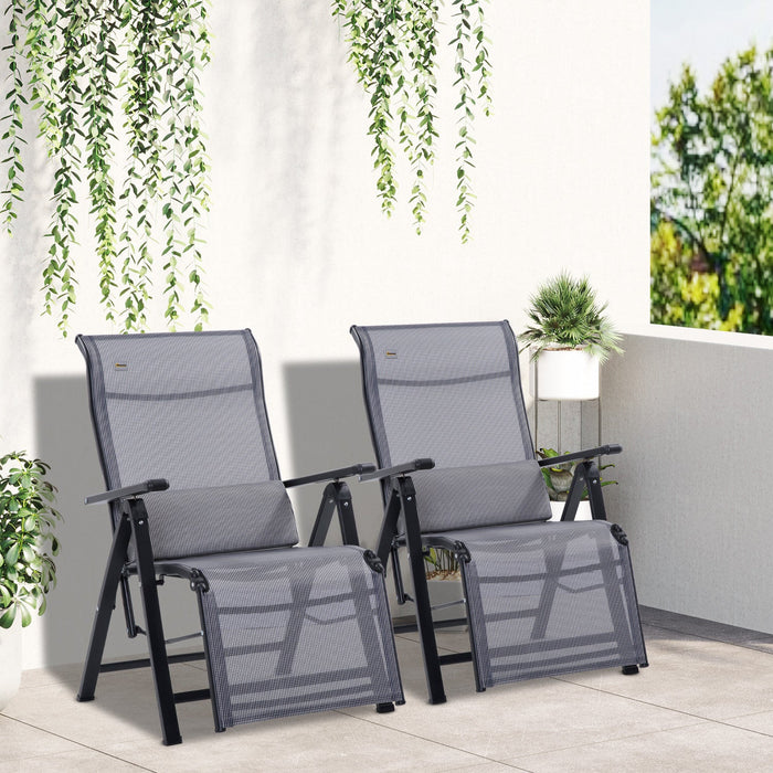 Outsunny 2 Piece Zero Gravity Chairs Set, Patio Loungers For Outdoor, Grey