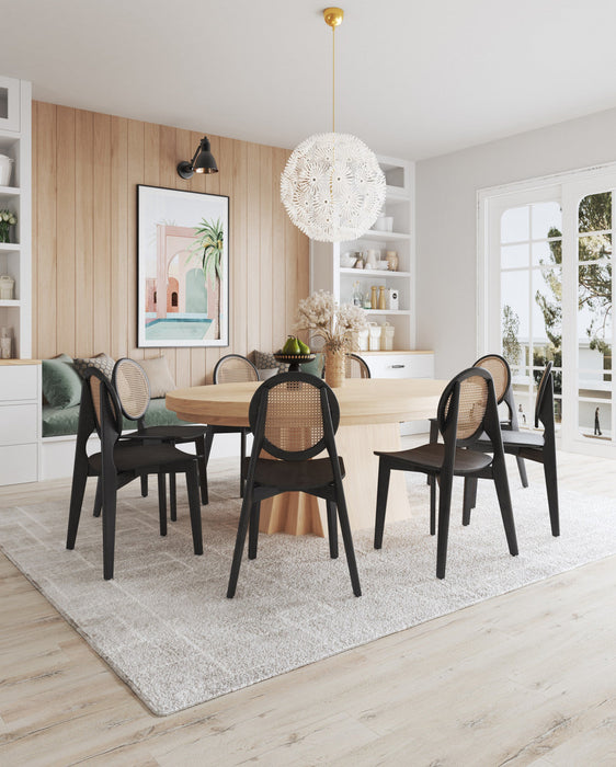 Versailles Industry Chic Wood Dining Chair in Black and Natural - Set of 4 
