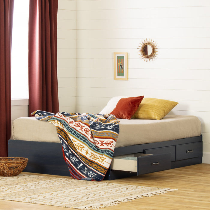 Ulysses Mates Platform Storage Bed With 3 Drawers - Blueberry 