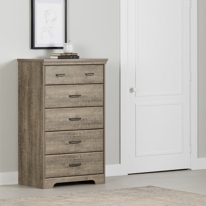 Versa 5-drawer Chest - Weathered Oak 