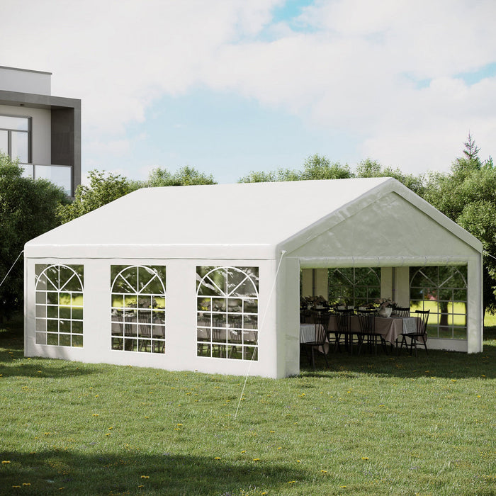 Outsunny 20' X 20' Heavy Duty Party Tent, Carport Garage Canopy, Patio Gazebo Canopy With Removable 