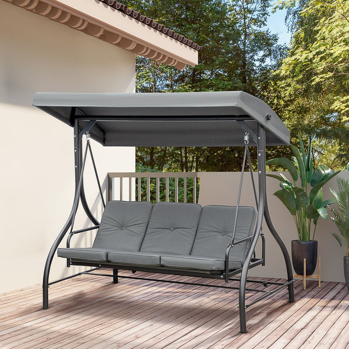 Outsunny 3 Seater Patio Swing Chair Convertible Cushioned Porch Swing Bed Outdoor Swing With Canopy 