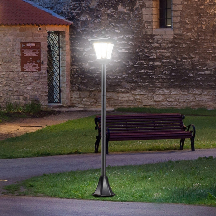Outsunny Outdoor Garden Solar Post Lamp, Light Sensor Dimmable LED Lantern Bollard Pathway 63\" Tall,