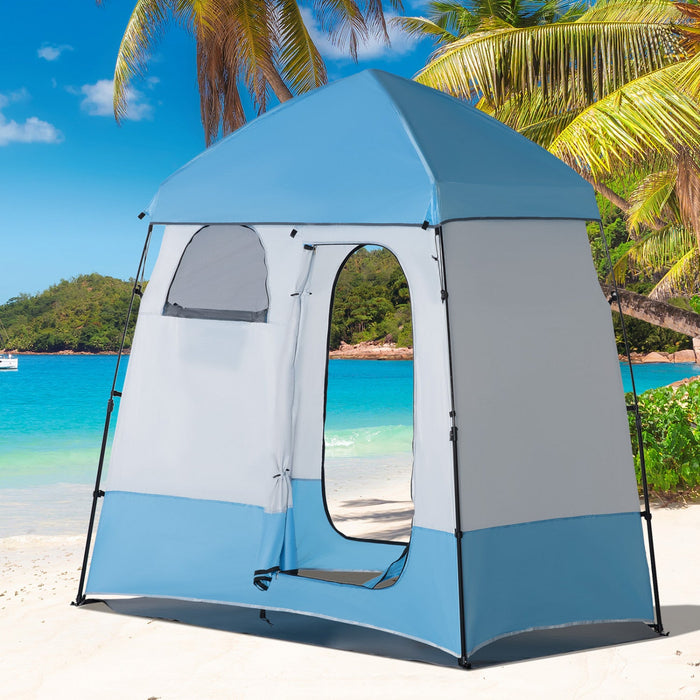 Outsunny Pop Up Shower Tent, Portable Privacy Shelter For 2 Persons, Changing Room With 2 Windows, 3