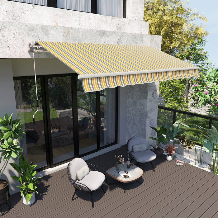 Outsunny 12' X 10' Retractable Awning Patio Sun Shade Shelter With Manual Crank Handle, Uv & Water-r