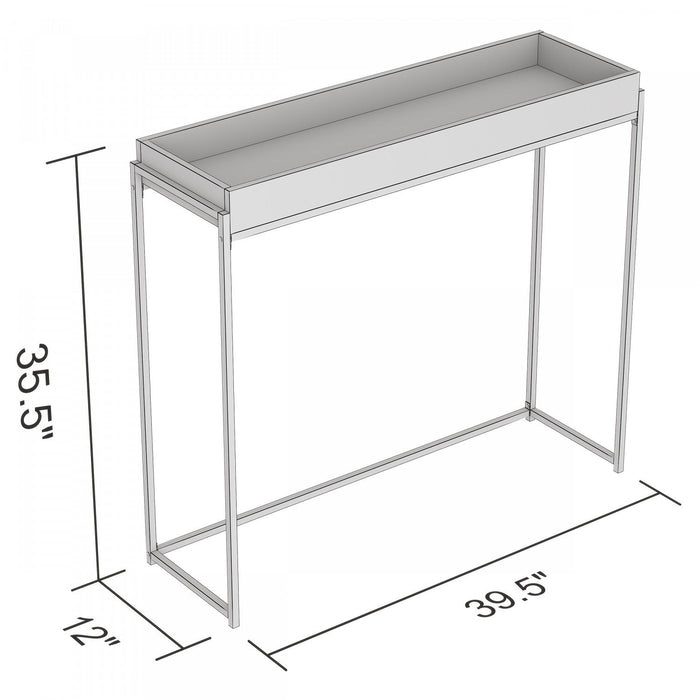 40” Modern Console Table With Sunkey Tray - Brown Reclaimed Wood With Black Metal 