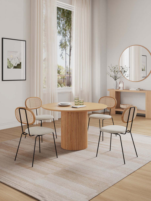 Hathaway and Jardin Modern Industry Chic 5-Piece Dining Set in Oatmeal and Natural Dining Room Set 
