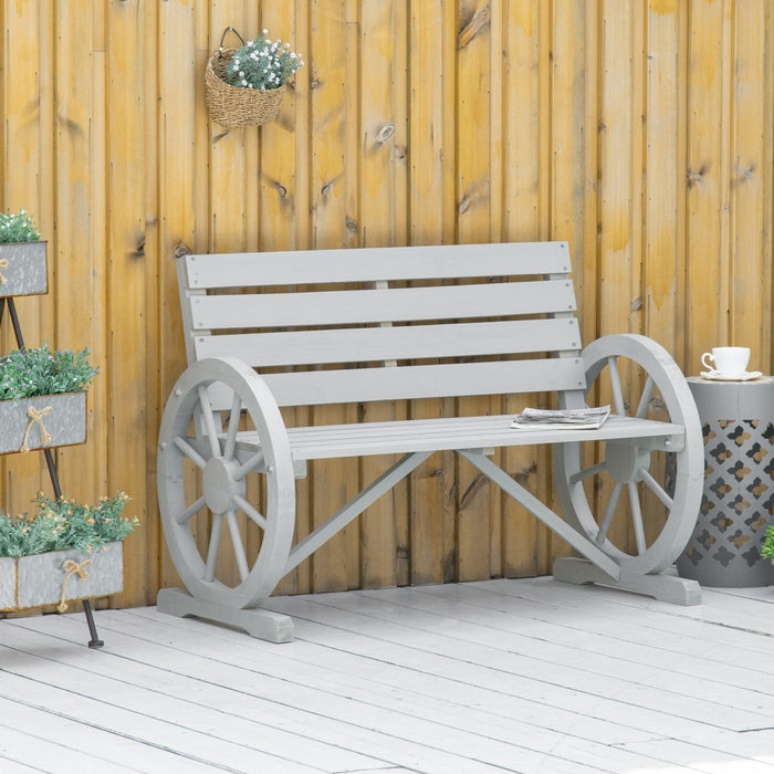 Outsunny 50" Outdoor Metal Garden Bench With Vintage Bird Pattern