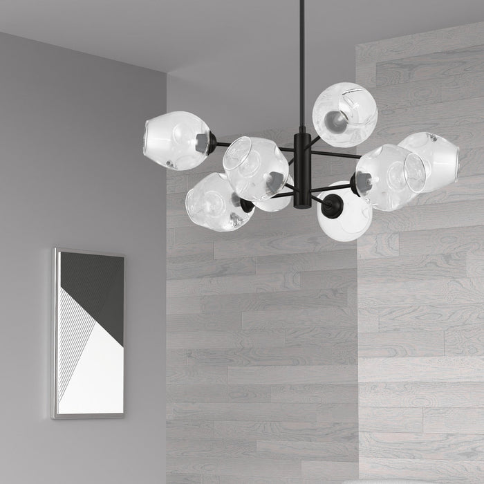 Dainolite Abii 8 Light Chandelier Matte Black Finish Clear Glass Lamp