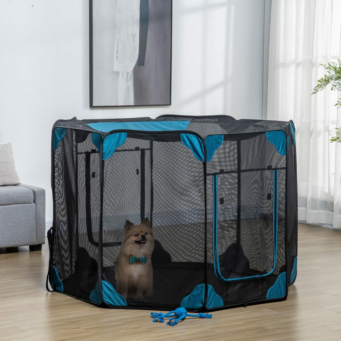 Pawhut Portable Outdoor Cat Playpen, Exercise Pen Kennel With Carrying Bag, Zippered Cover, Water-re