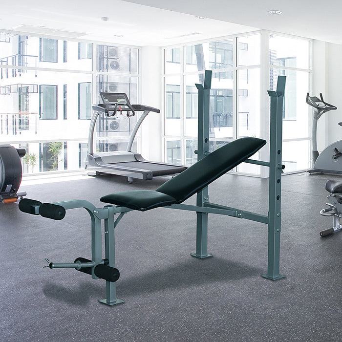 Soozier Incline Decline Weight Bench With Leg Extension And Barbell Rack, Adjustable Bench Press Wei
