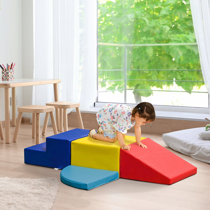 Qaba Crawl And Climb Foam Play Set Toddler Nugget 4 Pieces Lightweight Interactive Set For Climbing,