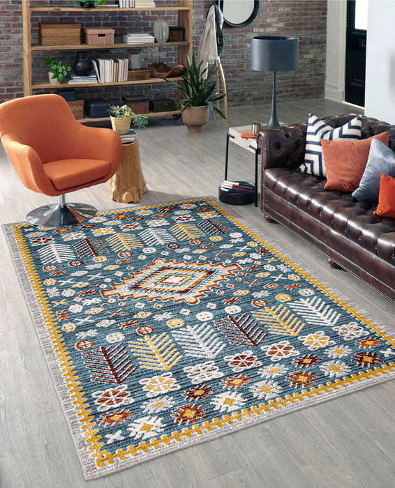 Gypsy Blue Machine Washable Area Rug - 5'0\" x 7'0\"