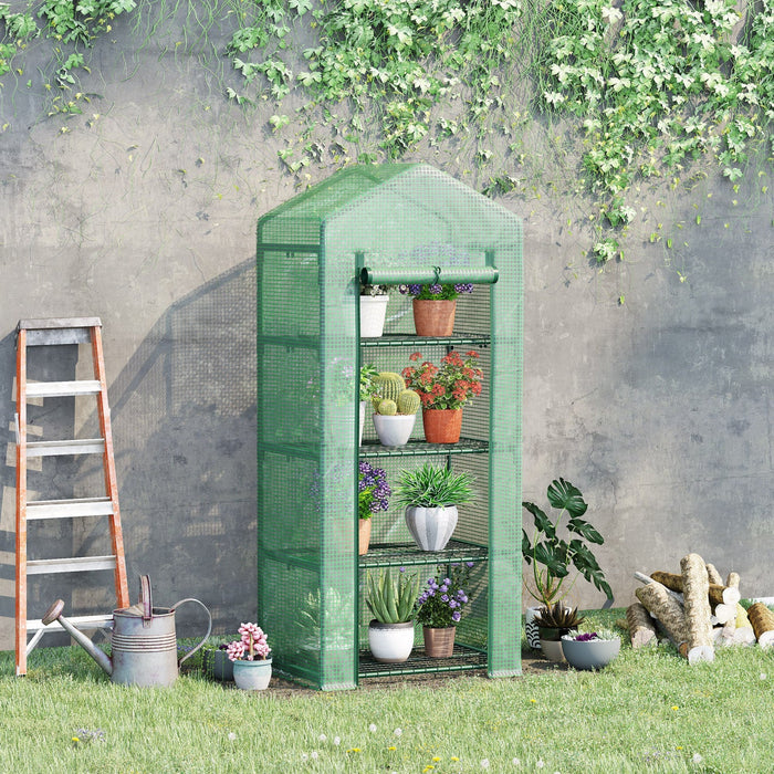 Outsunny 28\" X 20\" X 63\" Portable Greenhouse With 4 Tier Shelves Outdoor Hot House Plant Flower Gree