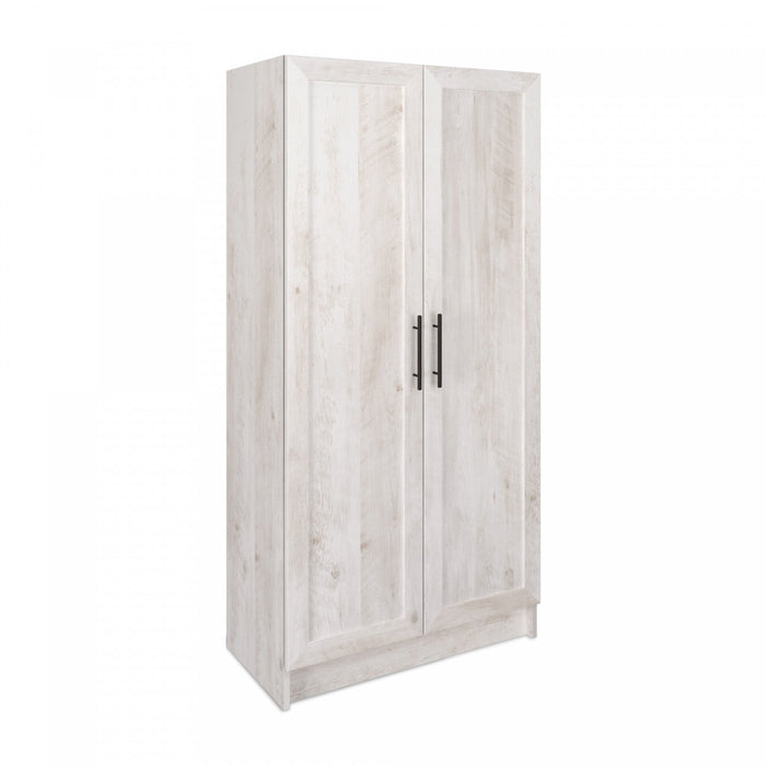 Elite Accent Storage Cabinet with Panel Doors & 3 Shelves - Rustic White 