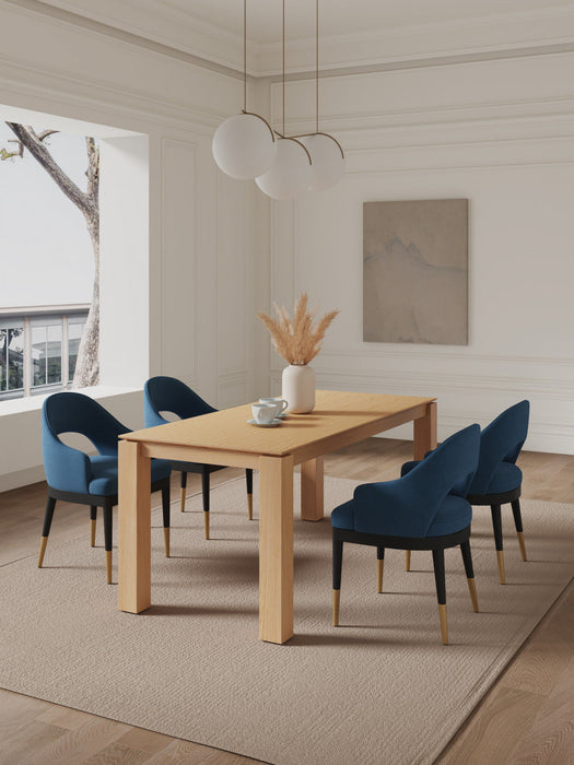 Carrington and Rockaway Modern Industry Chic 5-Piece Dining Set in Midnight Blue and Natural 