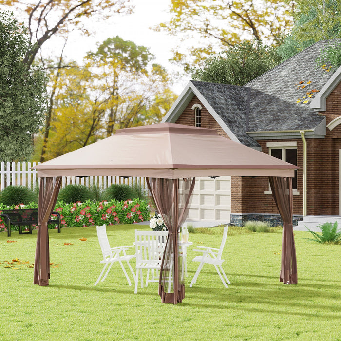Outsunny 11' X 11' Pop Up Canopy, Outdoor Canopy Shelter Event Tent With 2-tier Soft Top, Removable 