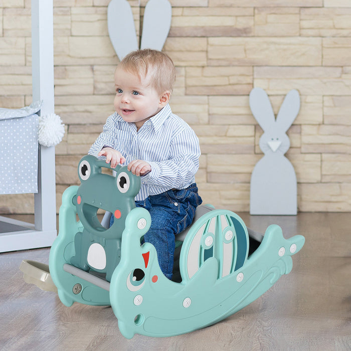 Qaba 3-in-1 Kids Slide And Rocking Horse Dual-use Children Activity Equipment Portable Slide Indoor 