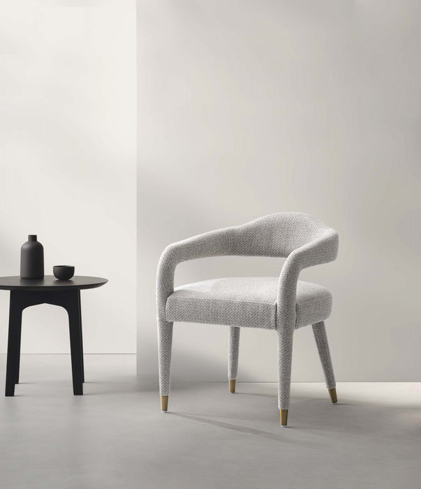 Aspen Mid-Century Modern Upholstered Tweed Armchair in Silver Lining 
