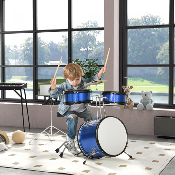 Qaba 7 Piece Drum Set With Throne, Kids Drum Set With Adjustable Cymbal, Pedal, Drumsticks, Junior D