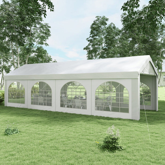 Outsunny 10' X 26' Party Tent And Carport, Heavy Duty Outdoor Canopy Tent Shelter Portable Garage Wi