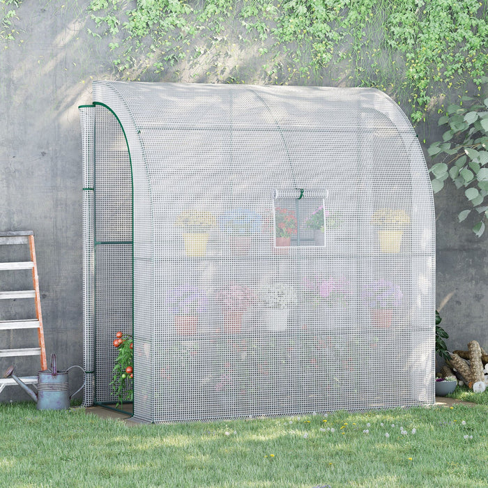 Outsunny 7' X 3' X 7' Outdoor Lean-to Walk-in Greenhouse, Plant Gardening Green House With Roll-up M