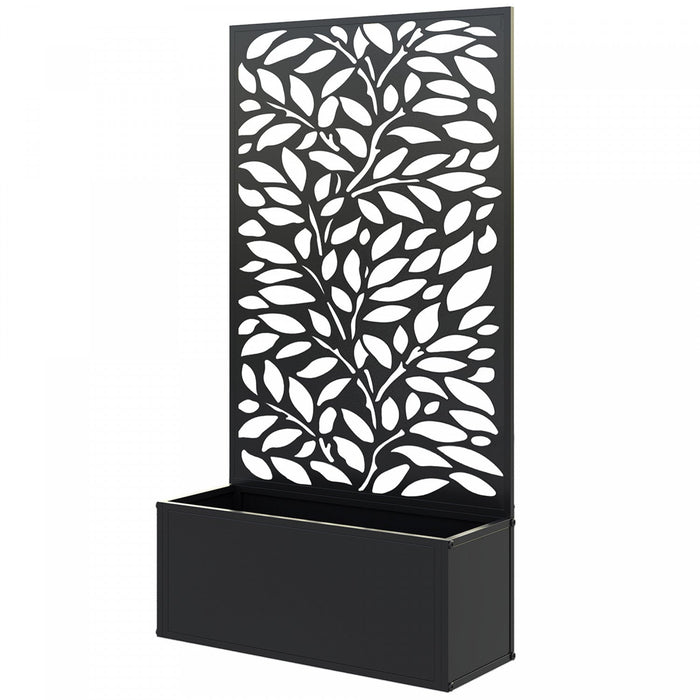 Outsunny Raised Garden Bed with Privacy Panel, Metal Planter Box