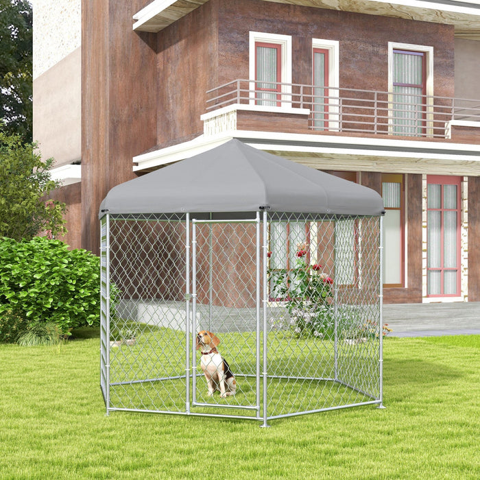Pawhut Outdoor Dog Kennel Dog Run With Waterproof, Uv Resistant Cover For Medium And Large Sized Dog