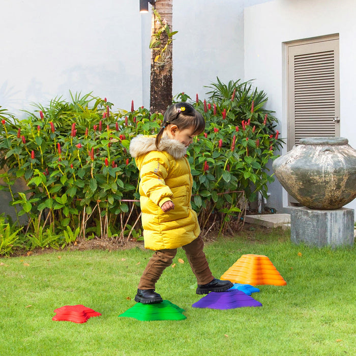 Outsunny 6pcs Larger Size Balance Stepping Stones For Kids With Non-slip Bottom, Stackable Obstacle 