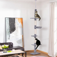 Pawhut 8.5ft Cat Climbing Tree 5-tier Kitty Activity Center Floor-to-ceiling Cat Climber Toy With Sc