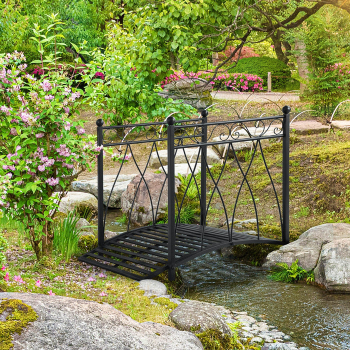 Outsunny 3.3ft Classic Garden Bridge With Safety Railings Arc Footbridge Decorative Pond Bridge For 
