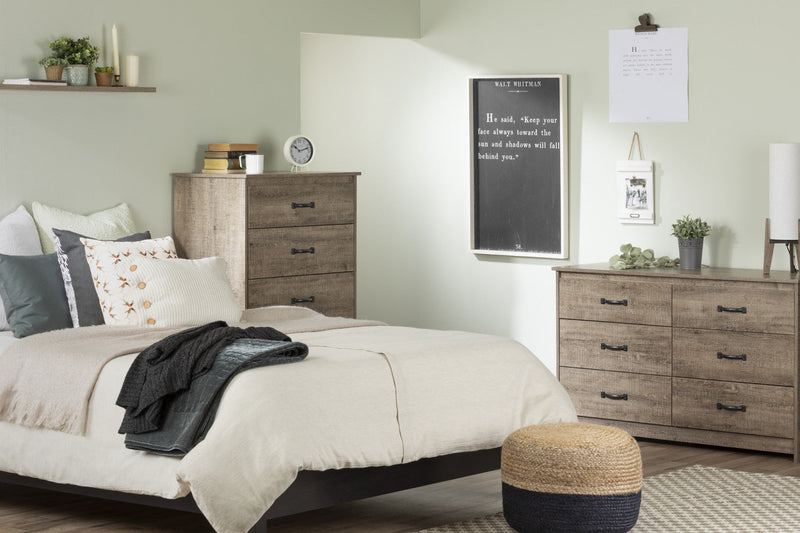 Tassio 5-Drawer Chest - Weathered Oak 