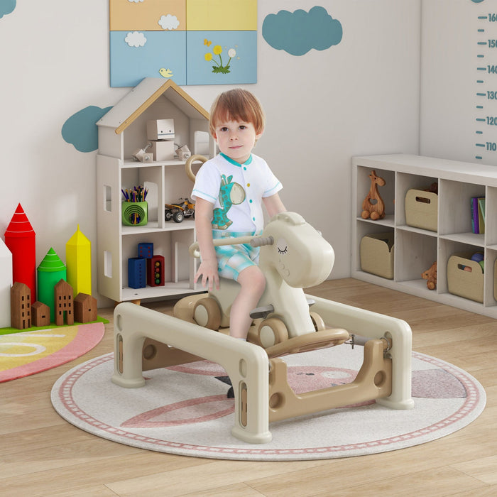 Qaba 5 In 1 Rocking Horse For Toddlers 1-6 Years, Baby Spring Rocking Horse Toy With Detachable Bala